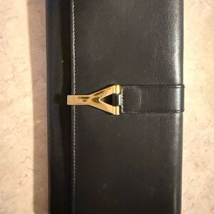 Black Leather Wallet with Gold Accent